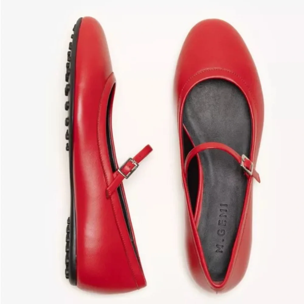 M. Gemi ‘The Margherita’ Mary Jane flats in Sunset Red, size 37 - Picture 1 of 14
